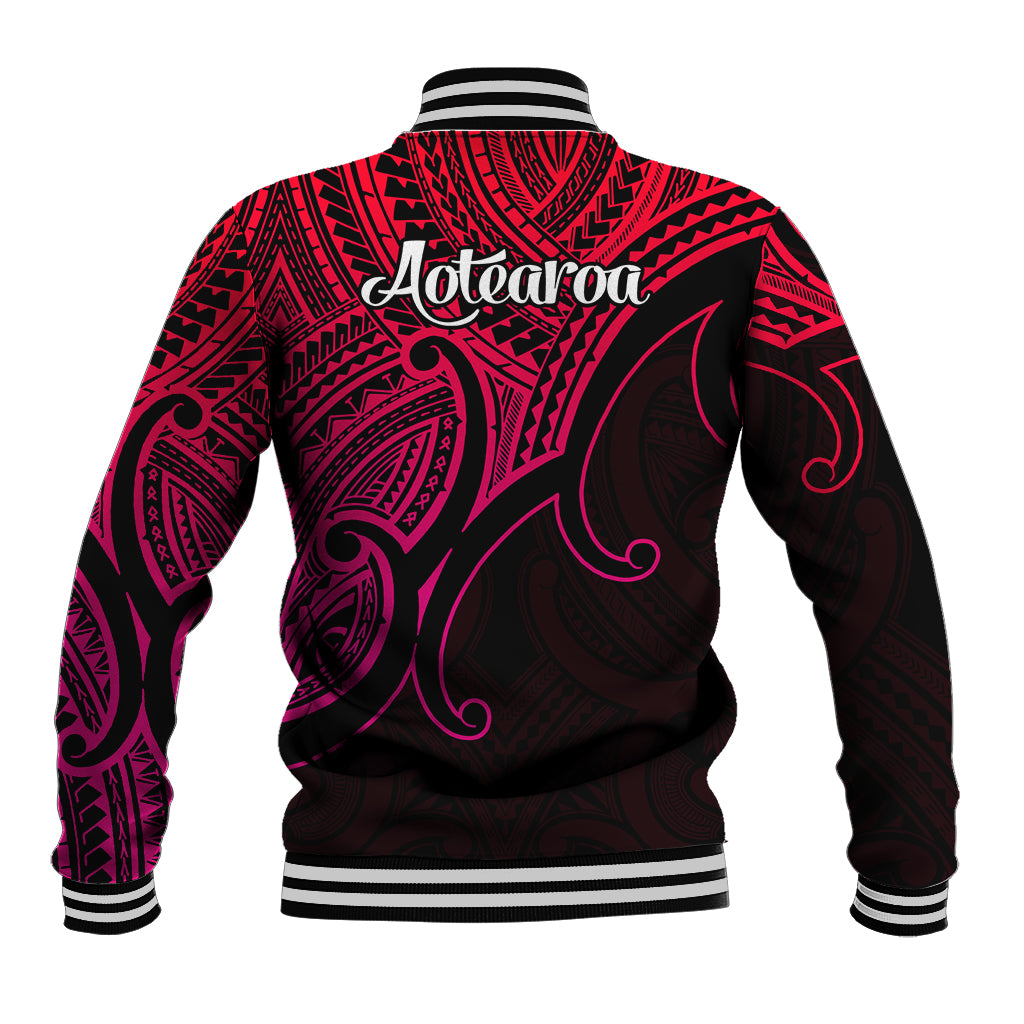 Aotearoa Polynesian Baseball Jacket with Maori Koru Pink LT9 - Wonder Print Shop