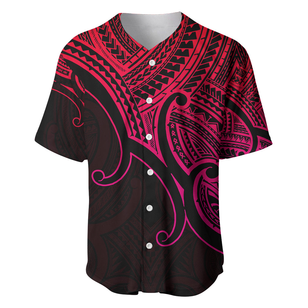 Aotearoa Polynesian Baseball Jersey with Maori Koru Pink LT9 - Wonder Print Shop