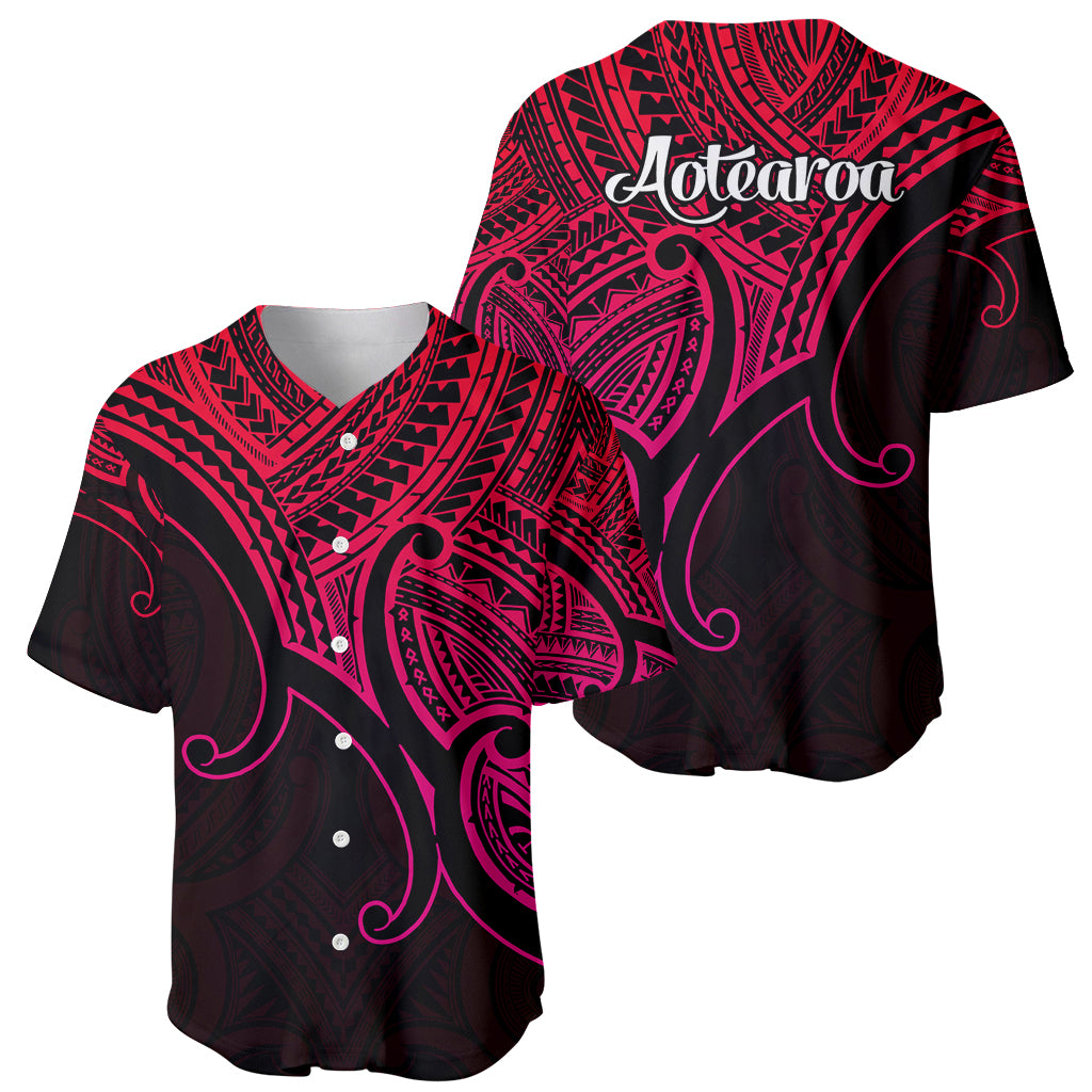 Aotearoa Polynesian Baseball Jersey with Maori Koru Pink LT9 - Wonder Print Shop