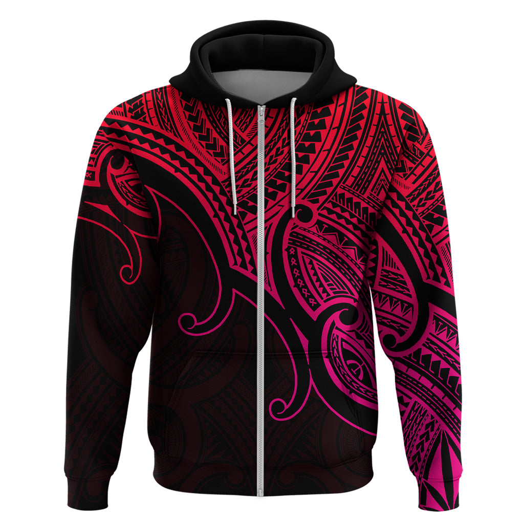 Aotearoa Polynesian Hoodie with Maori Koru Pink - Wonder Print Shop