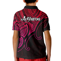 Aotearoa Polynesian Kid Polo Shirt with Maori Koru Pink - Wonder Print Shop