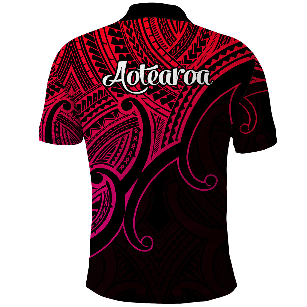 Aotearoa Polynesian Polo Shirt with Maori Koru Pink - Wonder Print Shop