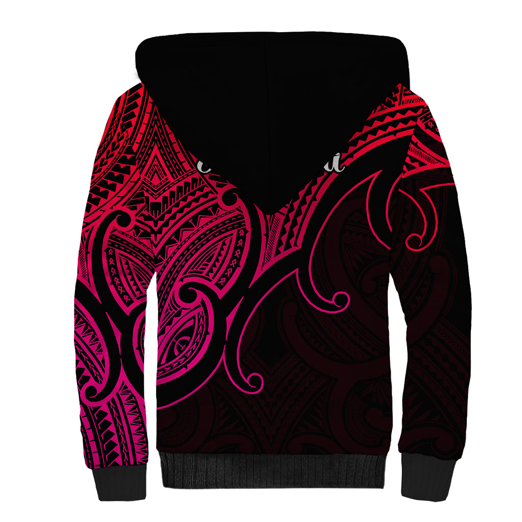 Aotearoa Polynesian Sherpa Hoodie with Maori Koru Pink - Wonder Print Shop