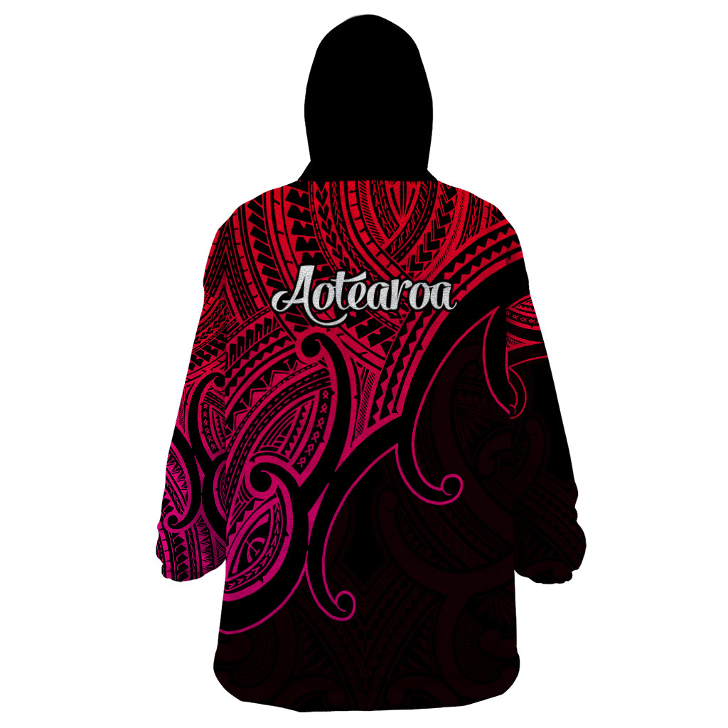 Aotearoa Polynesian Wearable Blanket Hoodie with Maori Koru Pink - Wonder Print Shop