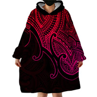 Aotearoa Polynesian Wearable Blanket Hoodie with Maori Koru Pink - Wonder Print Shop