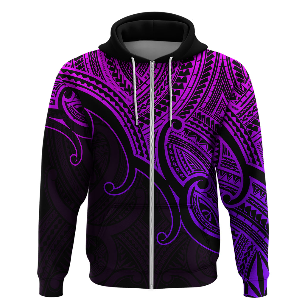 Aotearoa Polynesian Hoodie with Maori Koru Purple - Wonder Print Shop