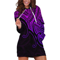 Aotearoa Polynesian Hoodie Dress with Maori Koru Purple - Wonder Print Shop