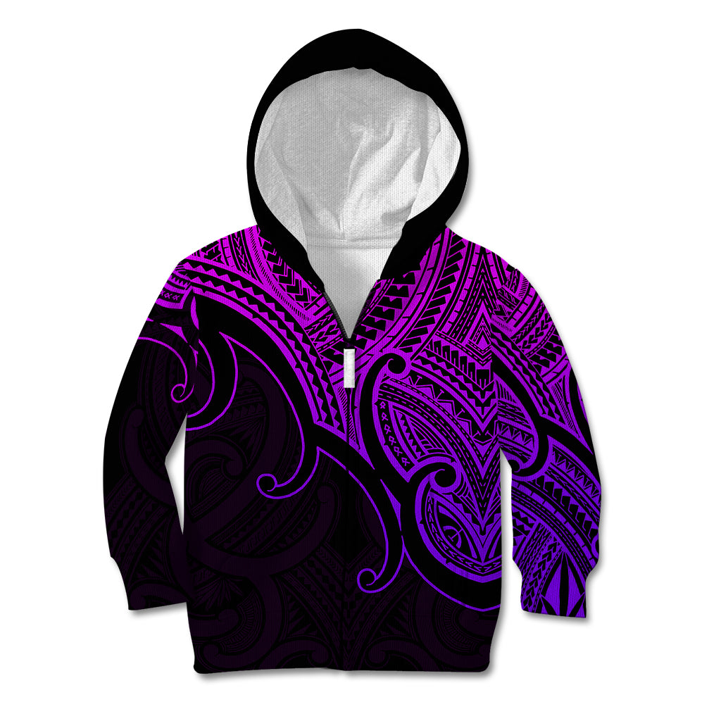 Aotearoa Polynesian Kid Hoodie with Maori Koru Purple - Wonder Print Shop