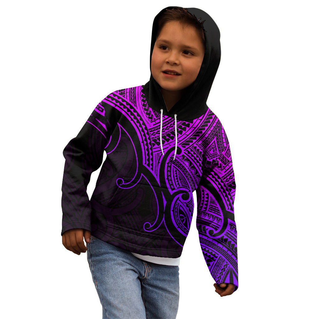 Aotearoa Polynesian Kid Hoodie with Maori Koru Purple - Wonder Print Shop