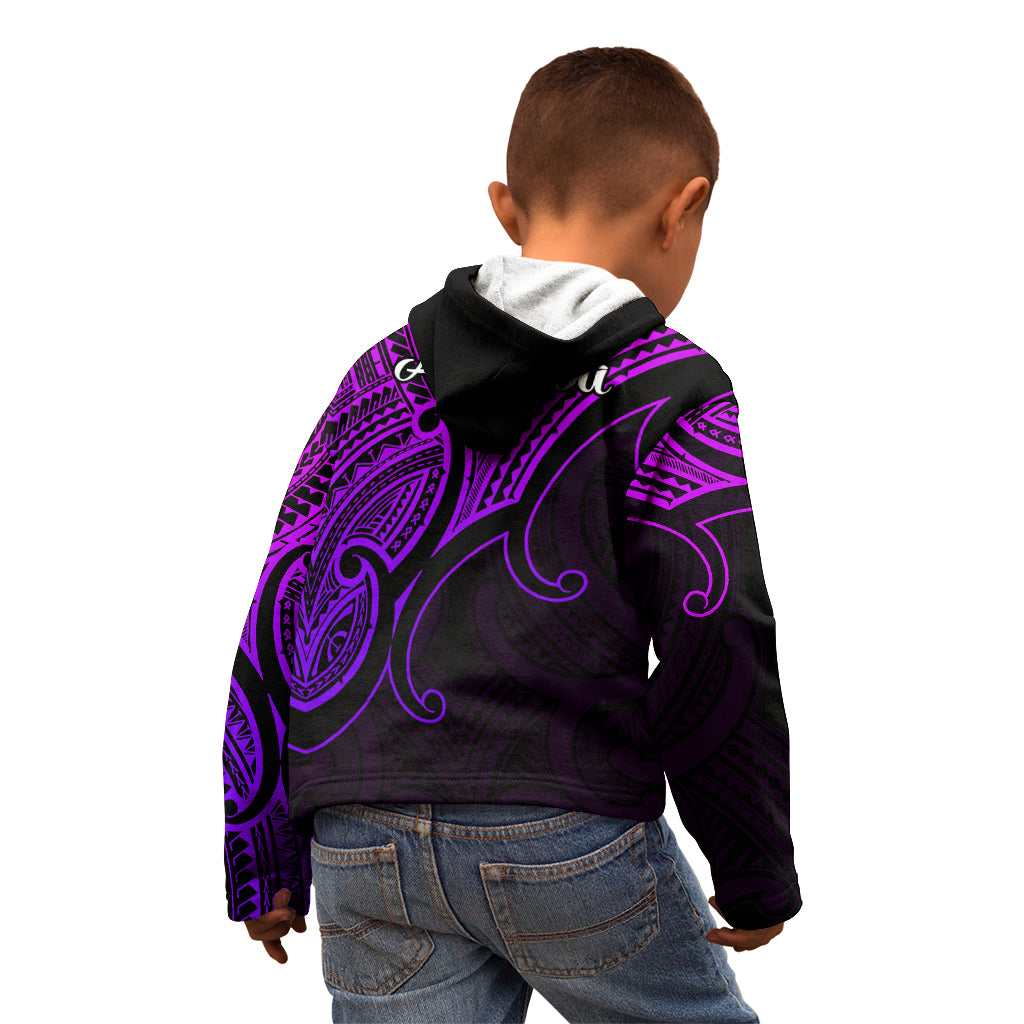 Aotearoa Polynesian Kid Hoodie with Maori Koru Purple - Wonder Print Shop