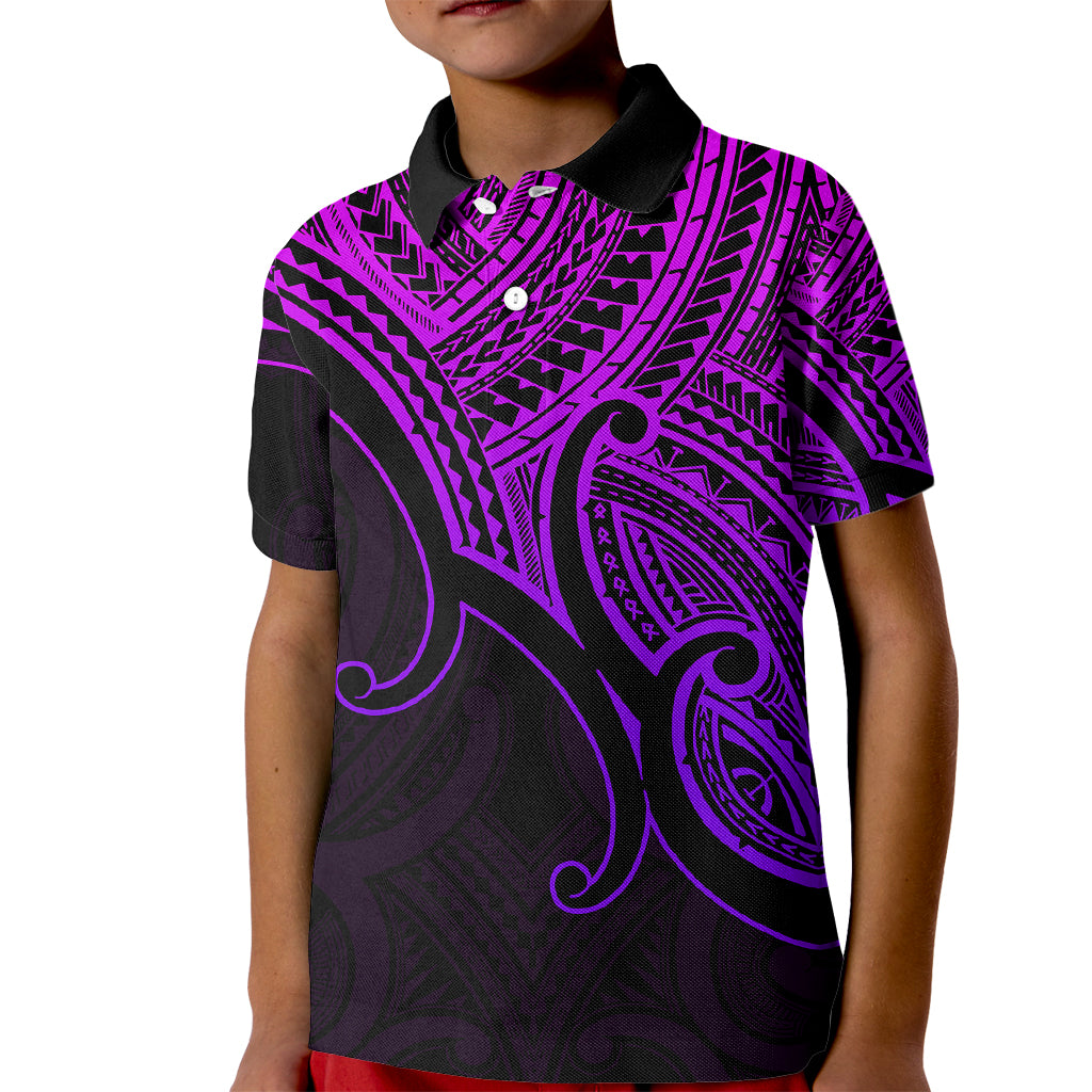 Aotearoa Polynesian Kid Polo Shirt with Maori Koru Purple - Wonder Print Shop