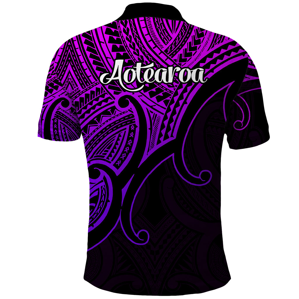 Aotearoa Polynesian Polo Shirt with Maori Koru Purple - Wonder Print Shop