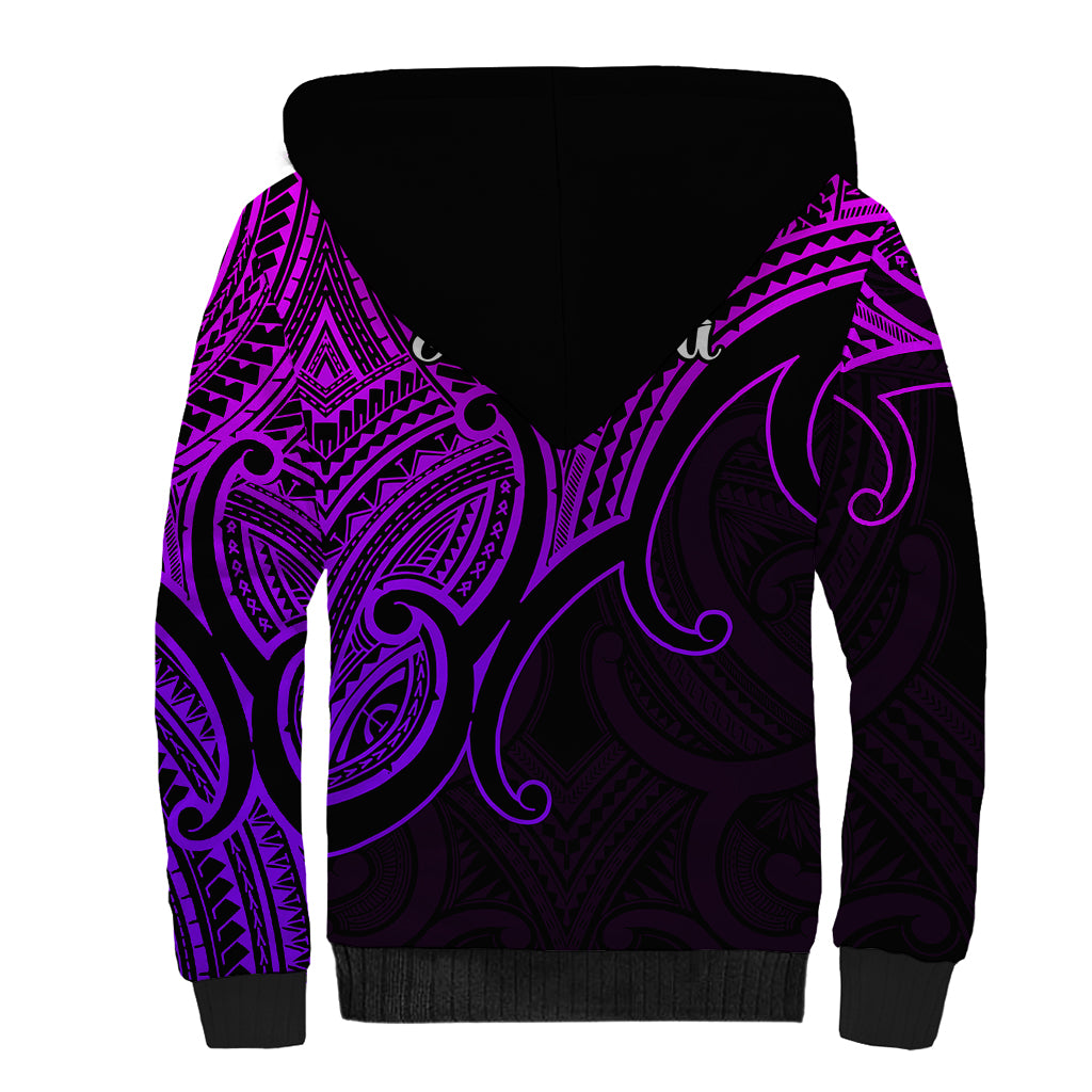 Aotearoa Polynesian Sherpa Hoodie with Maori Koru Purple - Wonder Print Shop