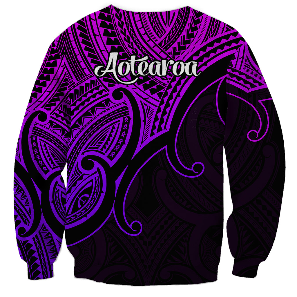 Aotearoa Polynesian Sweatshirt with Maori Koru Purple - Wonder Print Shop