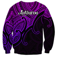 Aotearoa Polynesian Sweatshirt with Maori Koru Purple - Wonder Print Shop