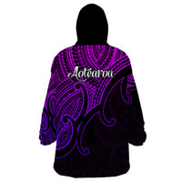 Aotearoa Polynesian Wearable Blanket Hoodie with Maori Koru Purple - Wonder Print Shop