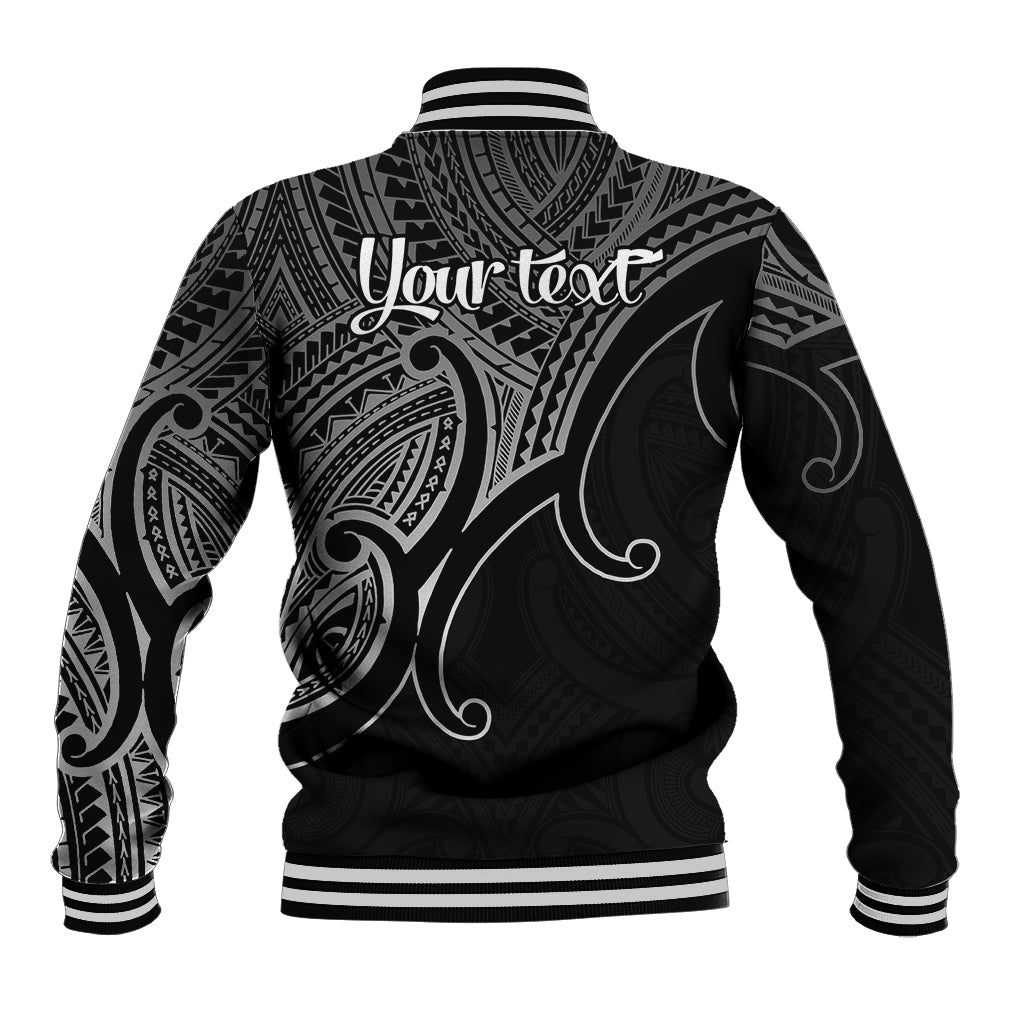 Custom Aotearoa Polynesian Baseball Jacket with Maori Koru Black LT9 - Wonder Print Shop