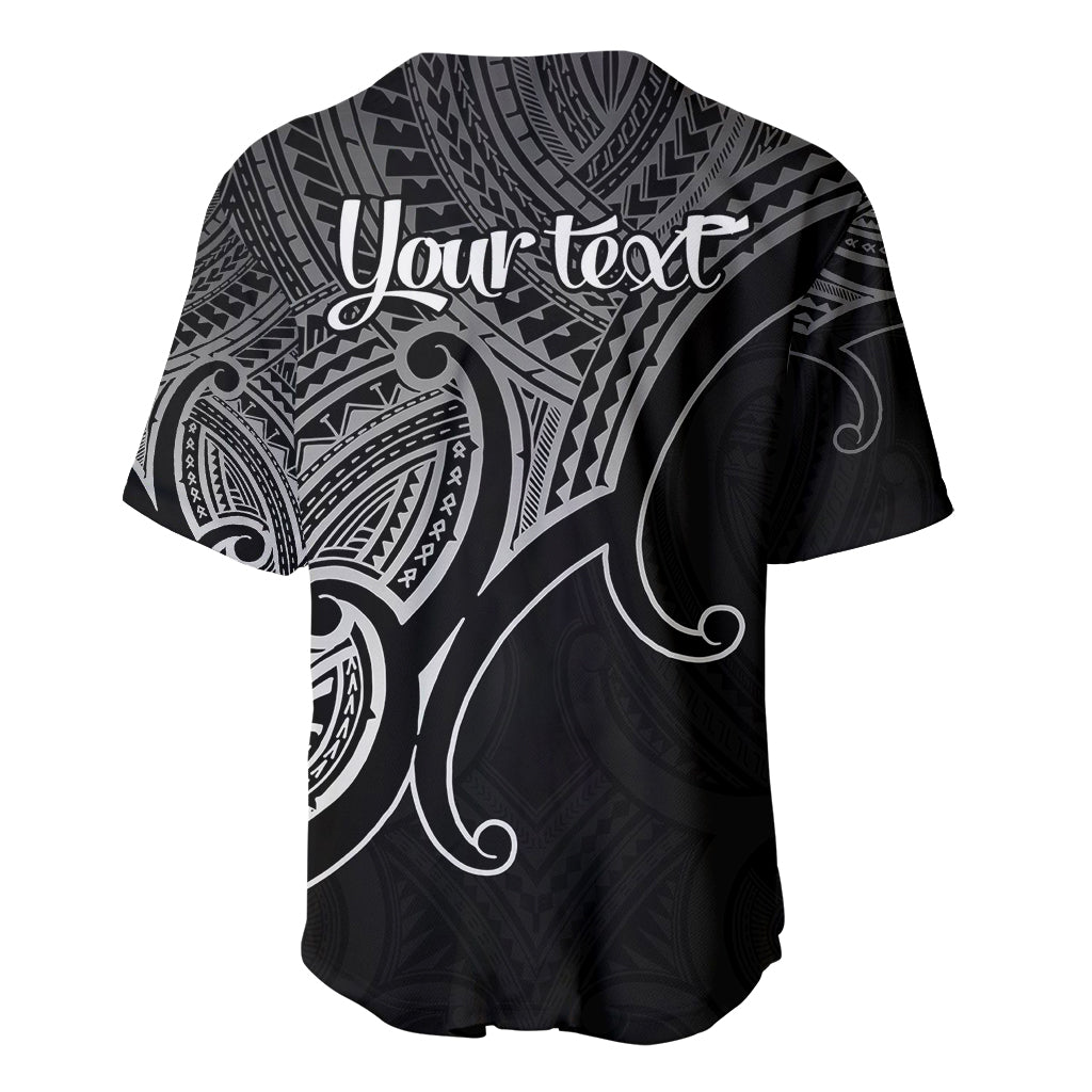 Custom Aotearoa Polynesian Baseball Jersey with Maori Koru Black LT9 - Wonder Print Shop