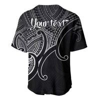 Custom Aotearoa Polynesian Baseball Jersey with Maori Koru Black LT9 - Wonder Print Shop