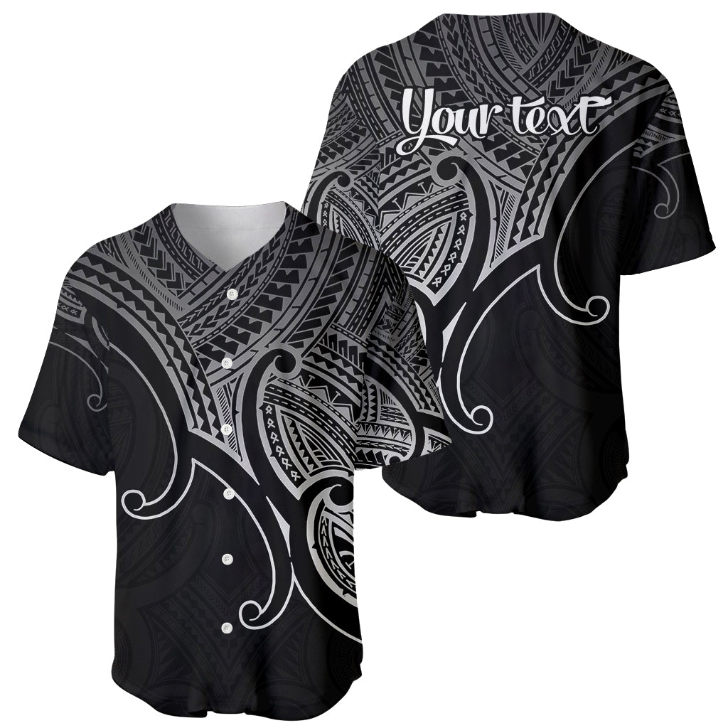Custom Aotearoa Polynesian Baseball Jersey with Maori Koru Black LT9 - Wonder Print Shop