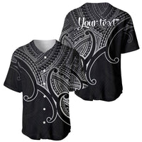 Custom Aotearoa Polynesian Baseball Jersey with Maori Koru Black LT9 - Wonder Print Shop
