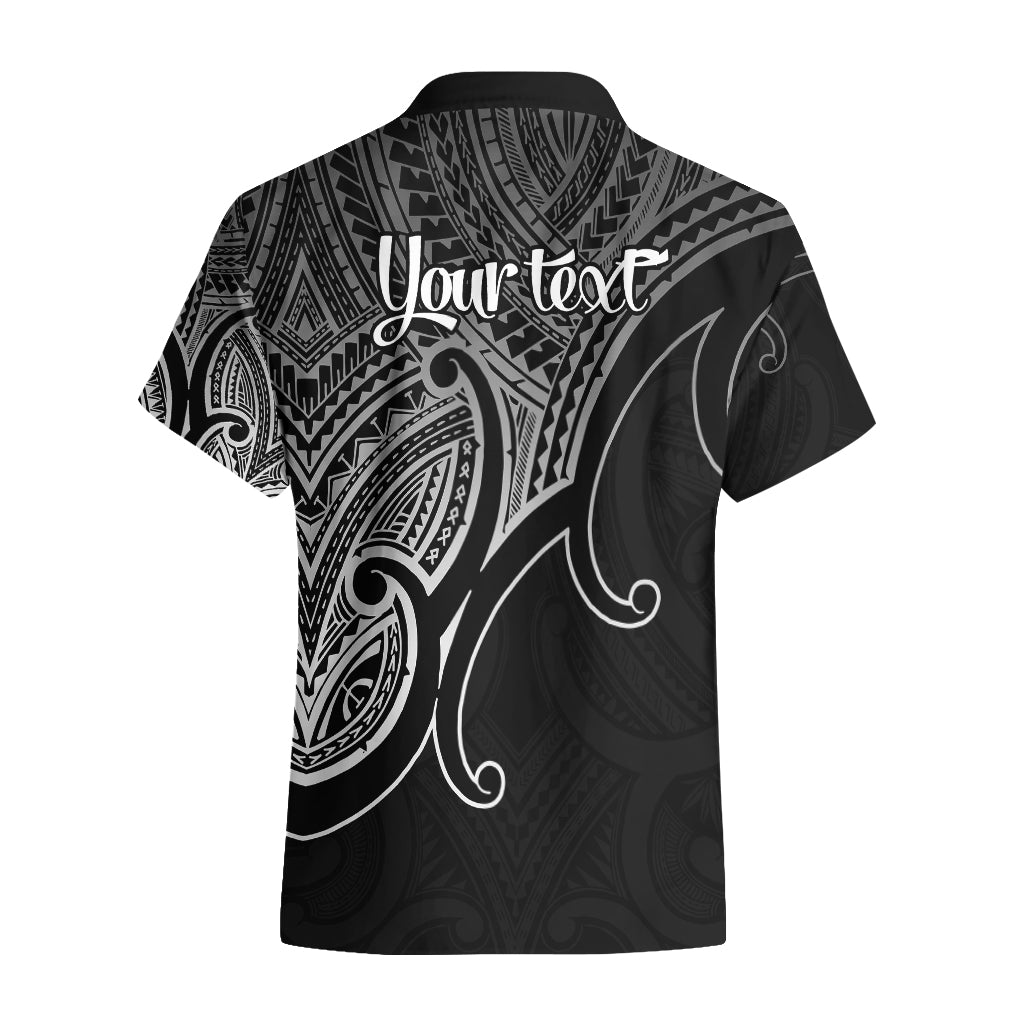 Custom Aotearoa Polynesian Hawaiian Shirt with Maori Koru Black - Wonder Print Shop