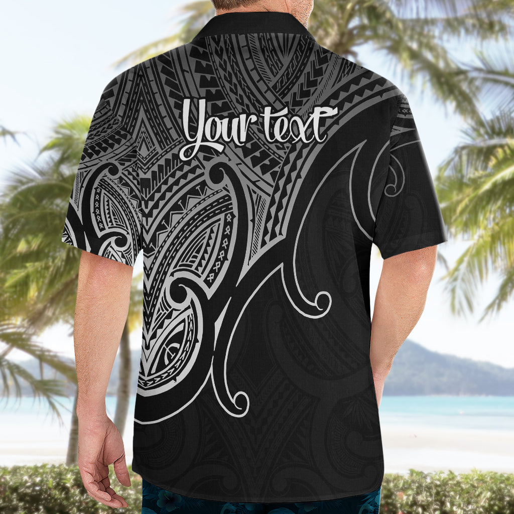 Custom Aotearoa Polynesian Hawaiian Shirt with Maori Koru Black - Wonder Print Shop