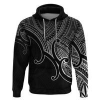 Custom Aotearoa Polynesian Hoodie with Maori Koru Black - Wonder Print Shop