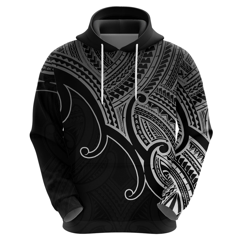 Custom Aotearoa Polynesian Hoodie with Maori Koru Black - Wonder Print Shop