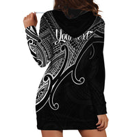 Custom Aotearoa Polynesian Hoodie Dress with Maori Koru Black - Wonder Print Shop