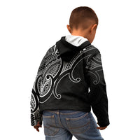Custom Aotearoa Polynesian Kid Hoodie with Maori Koru Black - Wonder Print Shop