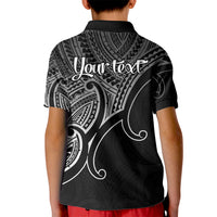 Custom Aotearoa Polynesian Kid Polo Shirt with Maori Koru Black - Wonder Print Shop