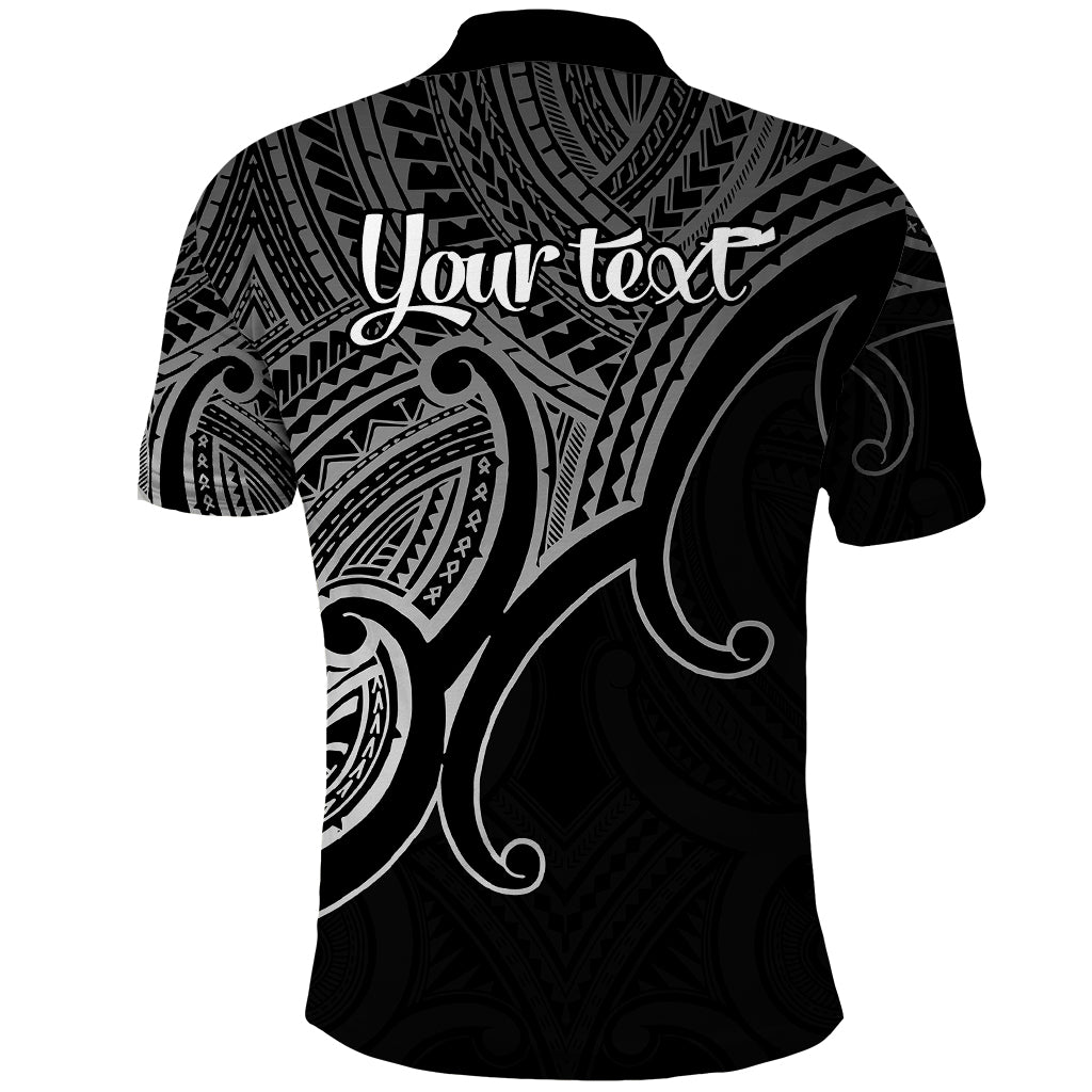 Custom Aotearoa Polynesian Polo Shirt with Maori Koru Black - Wonder Print Shop