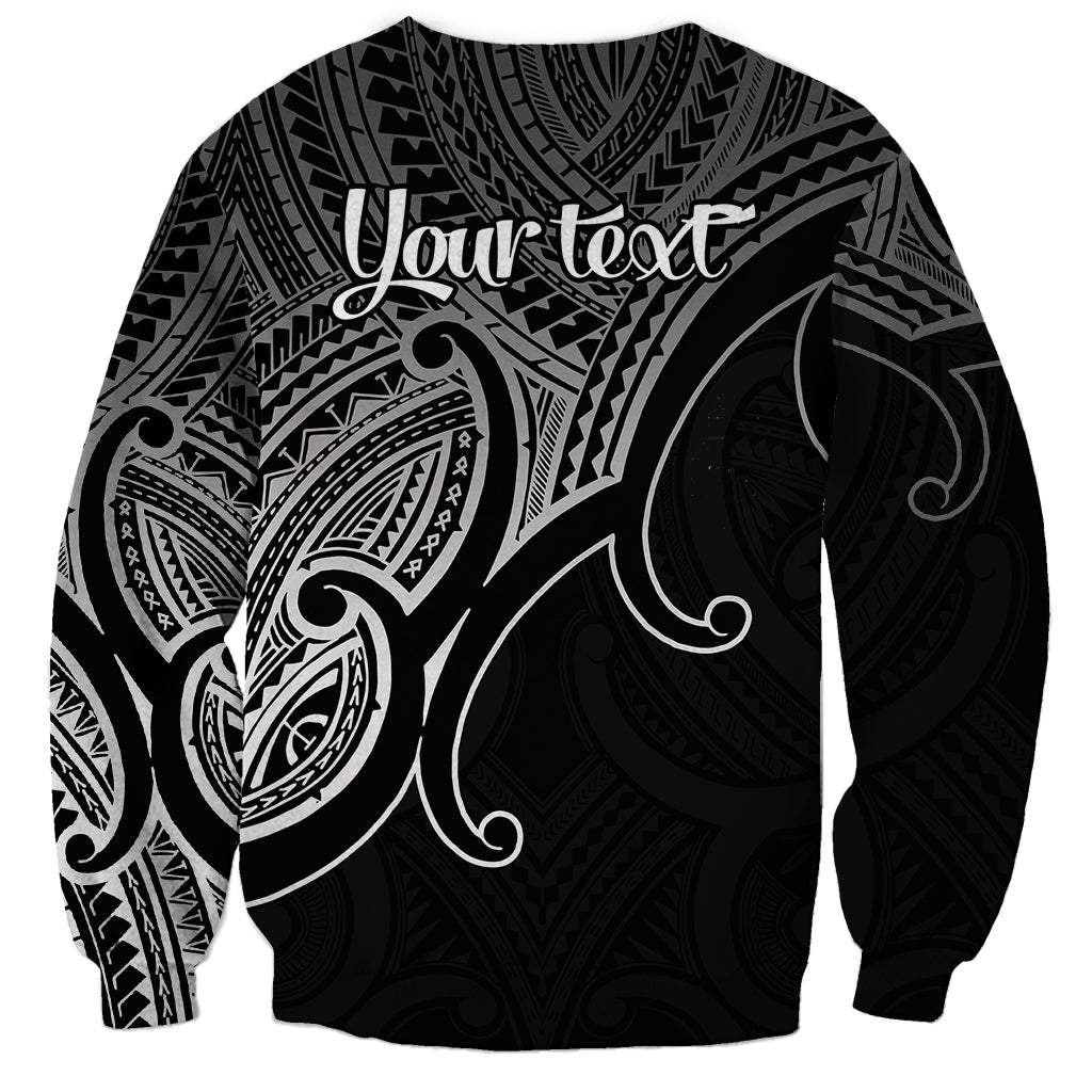 Custom Aotearoa Polynesian Sweatshirt with Maori Koru Black - Wonder Print Shop