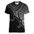 Custom Aotearoa Polynesian Women V Neck T Shirt with Maori Koru Black - Wonder Print Shop