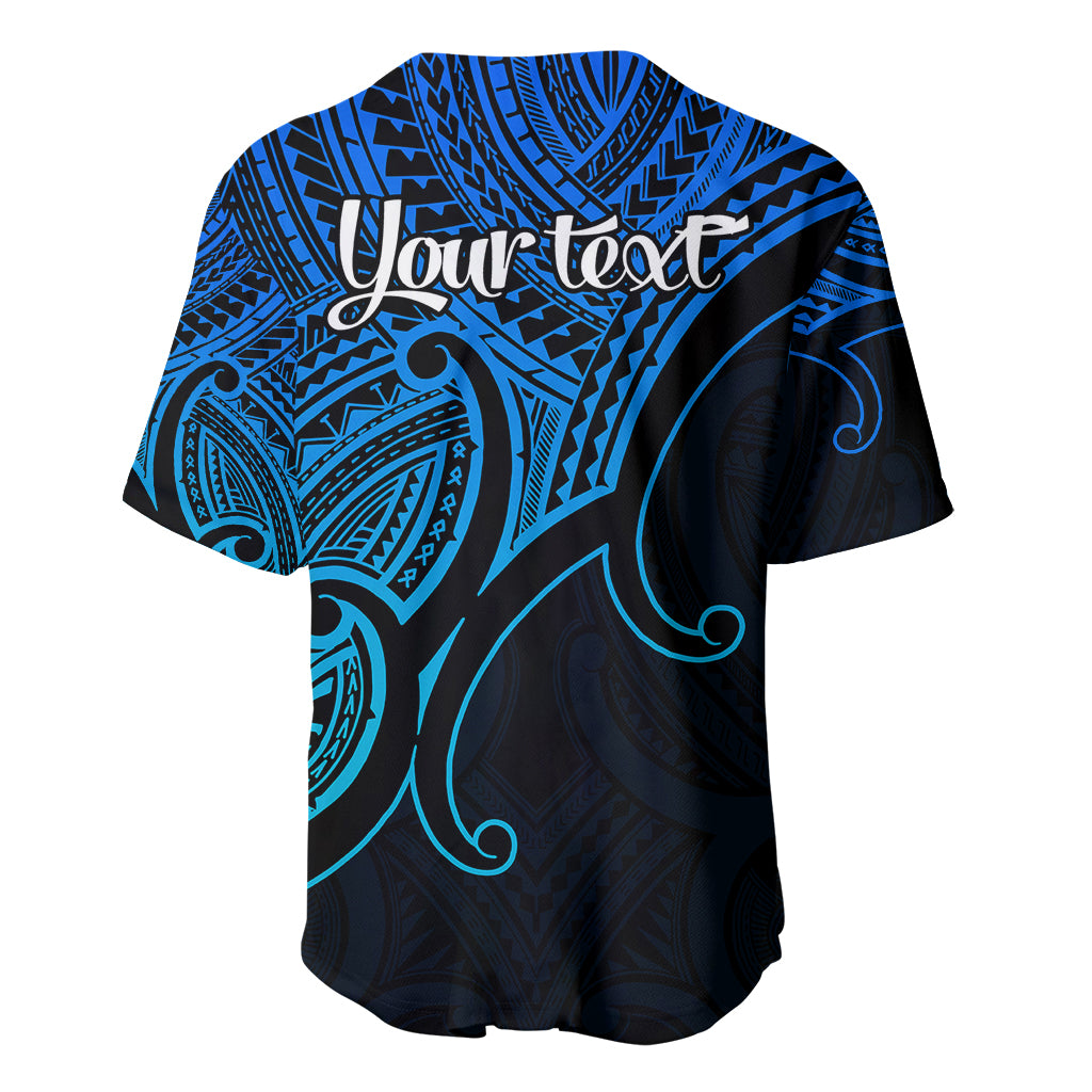Custom Aotearoa Polynesian Baseball Jersey with Maori Koru Blue LT9 - Wonder Print Shop