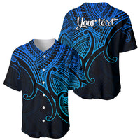 Custom Aotearoa Polynesian Baseball Jersey with Maori Koru Blue LT9 - Wonder Print Shop