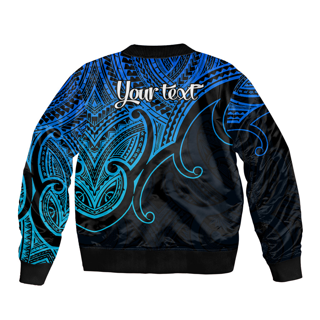 Custom Aotearoa Polynesian Bomber Jacket with Maori Koru Blue LT9 - Wonder Print Shop