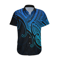 Custom Aotearoa Polynesian Hawaiian Shirt with Maori Koru Blue - Wonder Print Shop