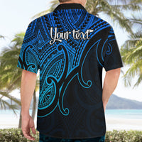 Custom Aotearoa Polynesian Hawaiian Shirt with Maori Koru Blue - Wonder Print Shop