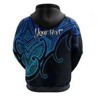 Custom Aotearoa Polynesian Hoodie with Maori Koru Blue - Wonder Print Shop