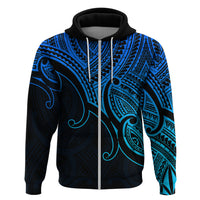 Custom Aotearoa Polynesian Hoodie with Maori Koru Blue - Wonder Print Shop