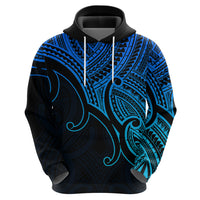 Custom Aotearoa Polynesian Hoodie with Maori Koru Blue - Wonder Print Shop