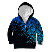 Custom Aotearoa Polynesian Kid Hoodie with Maori Koru Blue - Wonder Print Shop