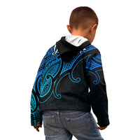 Custom Aotearoa Polynesian Kid Hoodie with Maori Koru Blue - Wonder Print Shop