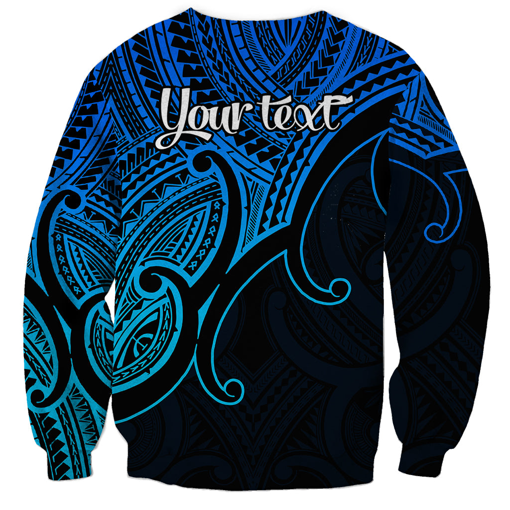 Custom Aotearoa Polynesian Sweatshirt with Maori Koru Blue - Wonder Print Shop