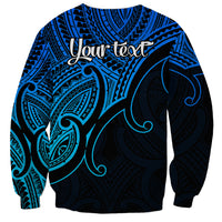 Custom Aotearoa Polynesian Sweatshirt with Maori Koru Blue - Wonder Print Shop