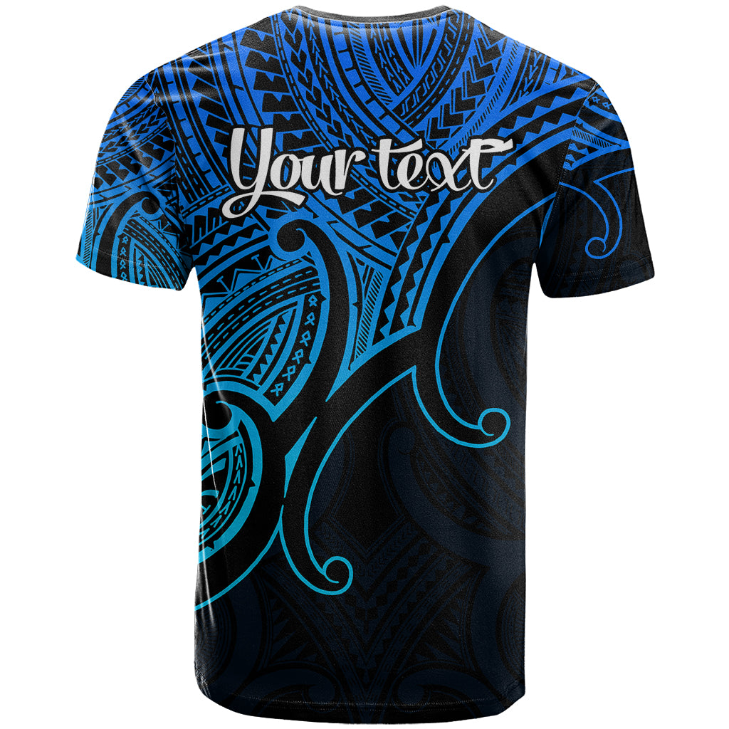 Custom Aotearoa Polynesian T Shirt with Maori Koru Blue - Wonder Print Shop