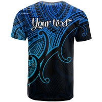 Custom Aotearoa Polynesian T Shirt with Maori Koru Blue - Wonder Print Shop