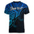 Custom Aotearoa Polynesian Women V Neck T Shirt with Maori Koru Blue - Wonder Print Shop